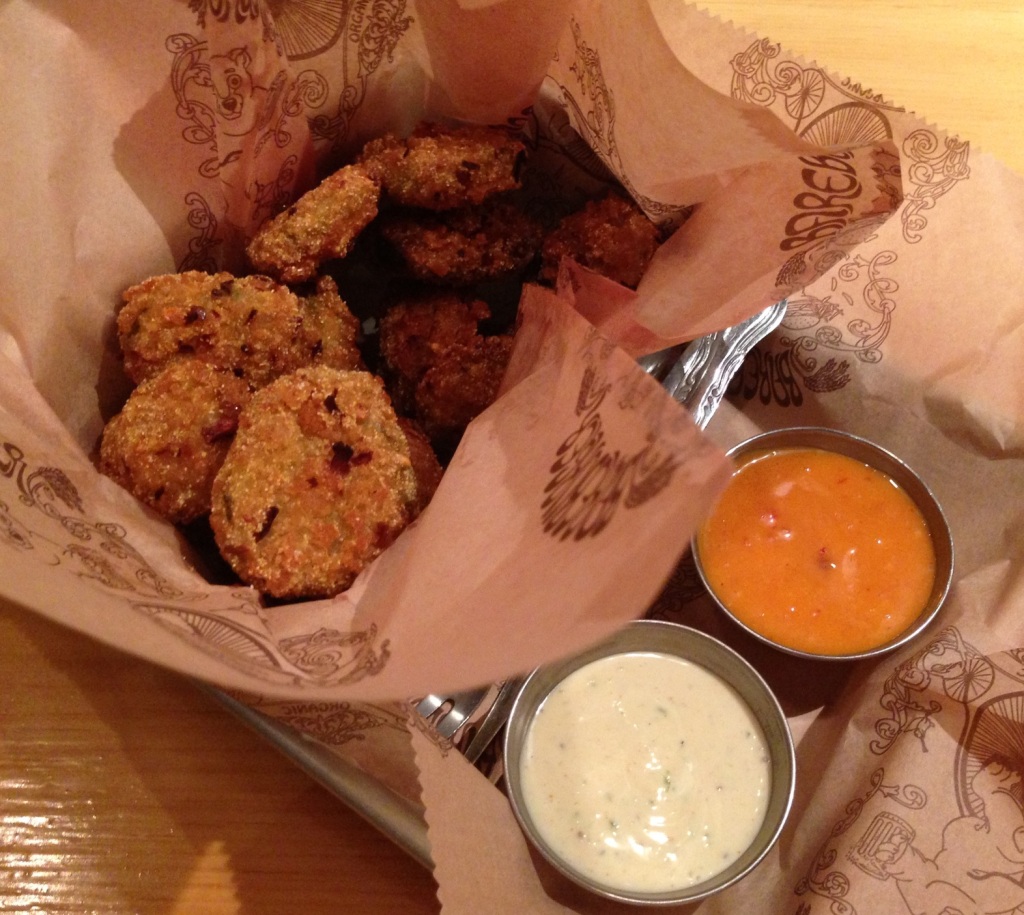 Photo cred: Alexa Panko Breaded Butter Pickle Chips served with buttermilk ranch and thai chili mayo - TO DIE FOR!